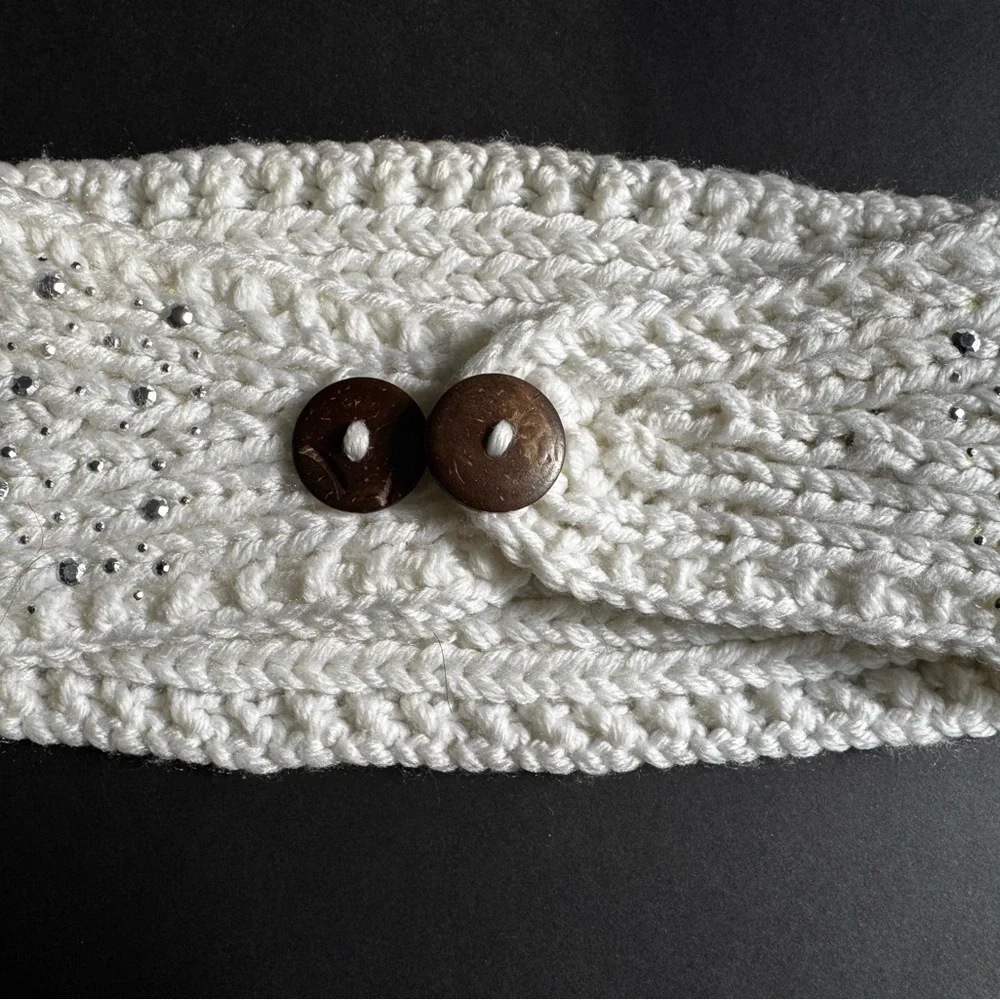 Mixit White Knit Headband with Rhinestones